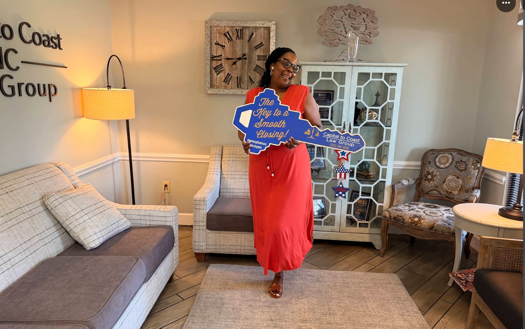 Homeowner celebrating her closing day